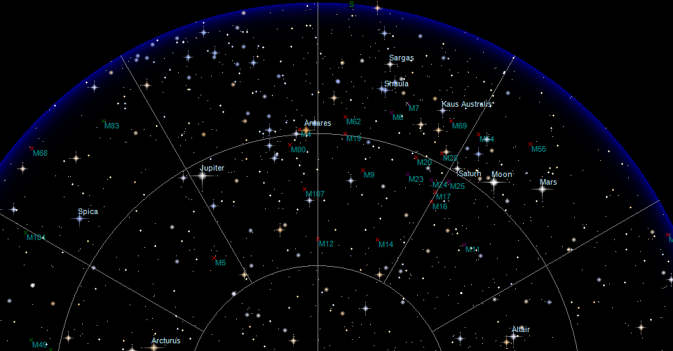 Sky map for Malibu, United States on 5/5/2018 10:01:00 AM UTC