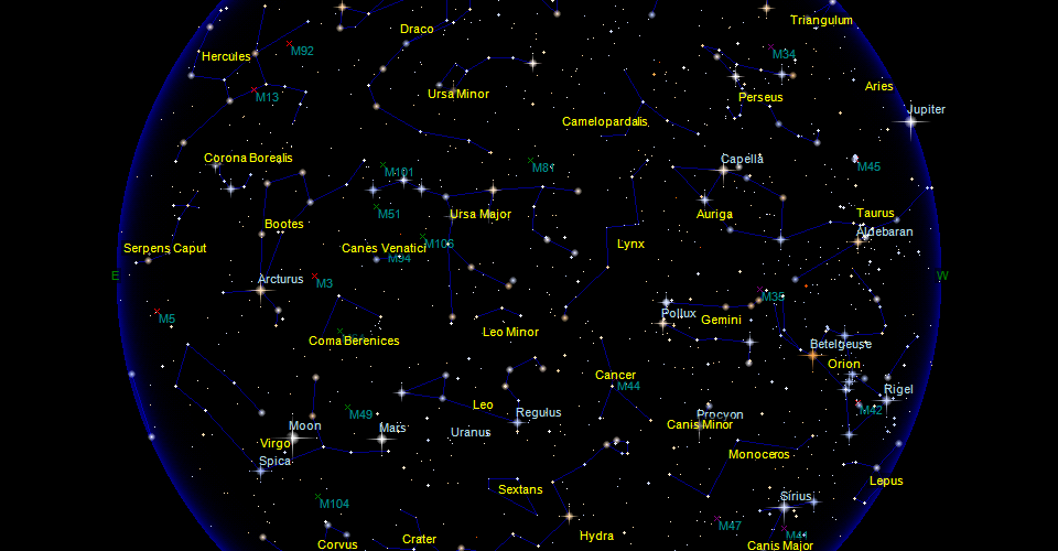 Sky map for Private Location on 1/23/1965 12:02:00 AM UTC